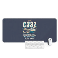 Thumbnail for Cessna 337G Skymaster - Cartoon + Name - Desk Mat - Navy Blue