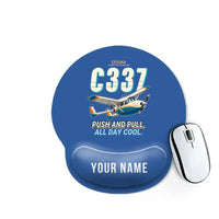 Thumbnail for Cessna 337G Skymaster - Cartoon + Name - Ergonomic Mouse Pad - Blue