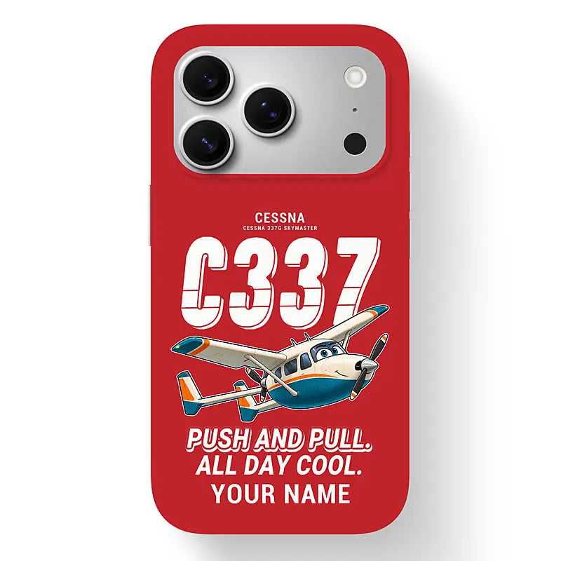Cessna 337G Skymaster - Cartoon + Name - MagSafe iPhone 17 Pro - Red