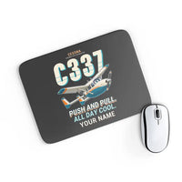 Thumbnail for Cessna 337G Skymaster - Cartoon + Name - Mouse Pad - Black