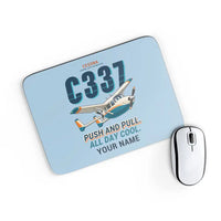 Thumbnail for Cessna 337G Skymaster - Cartoon + Name - Mouse Pad - Light Blue