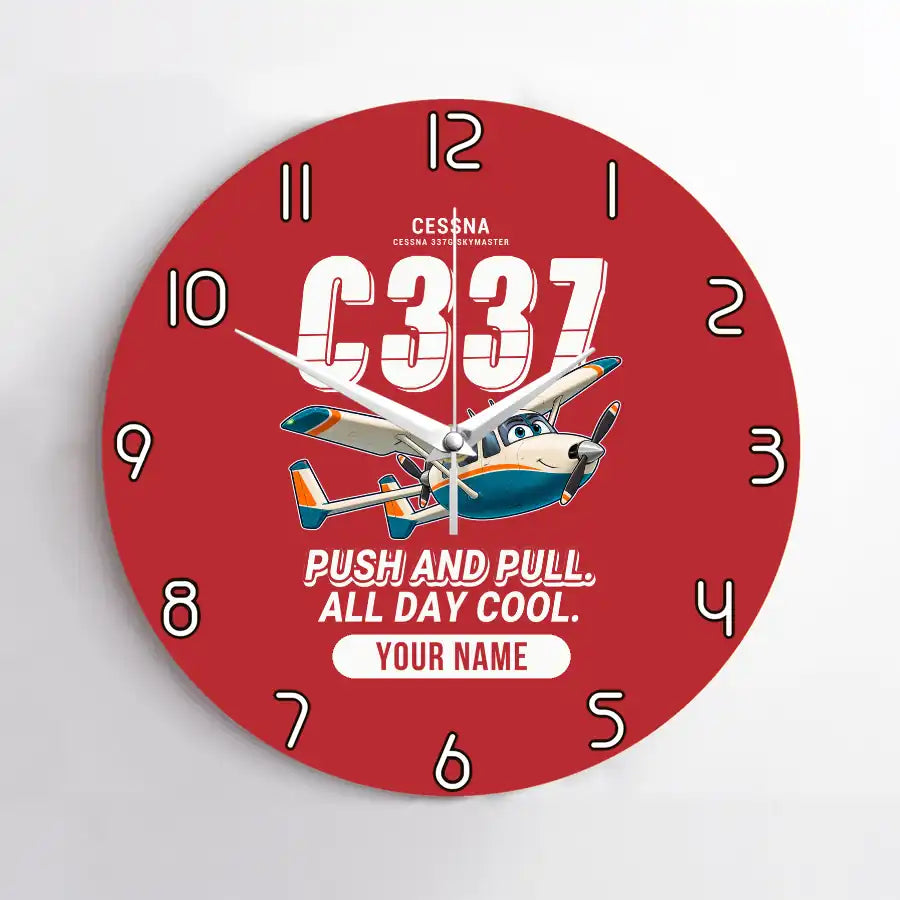 Cessna 337G Skymaster - Cartoon + Name - No Frame - Red