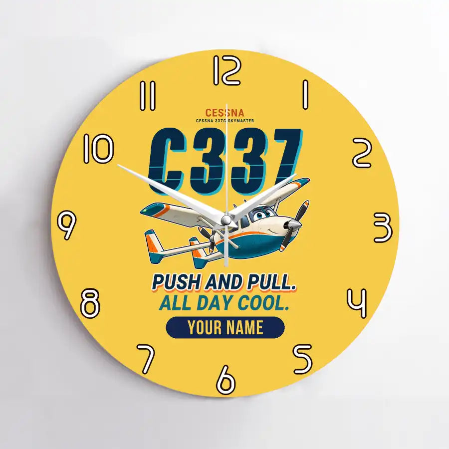 Cessna 337G Skymaster - Cartoon + Name - No Frame - Yellow