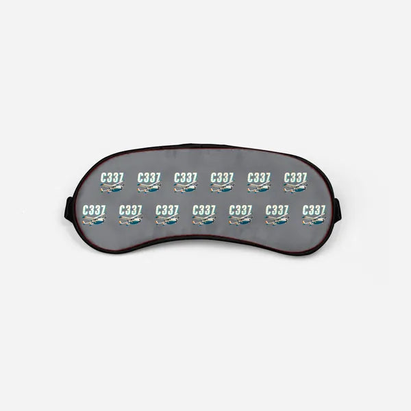 Cessna 337G Skymaster - Cartoon Pattern - Sleep Mask - Gray