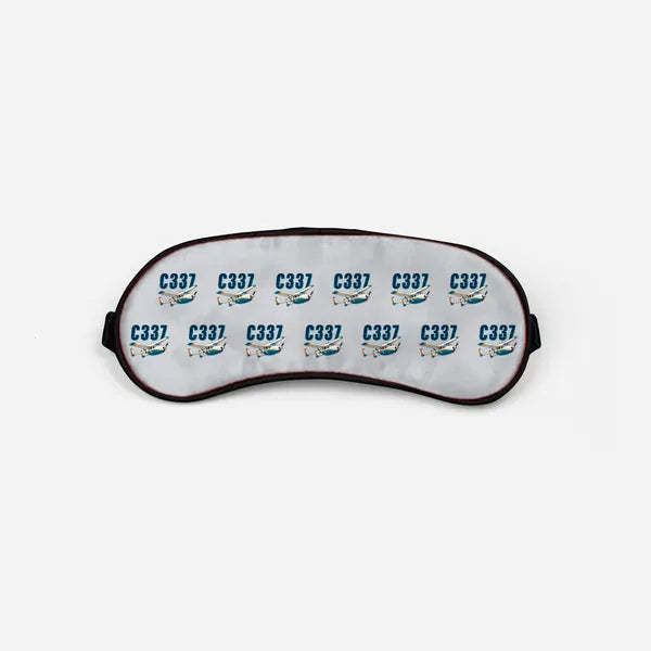 Cessna 337G Skymaster - Cartoon Pattern - Sleep Mask - Light Gray