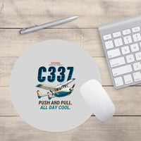 Thumbnail for Cessna 337G Skymaster - Cartoon - Round Mouse Pad - Light Gray
