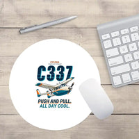 Thumbnail for Cessna 337G Skymaster - Cartoon - Round Mouse Pad - White