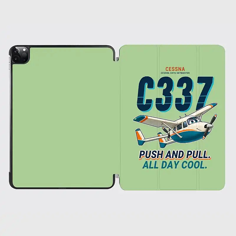 Cessna 337G Skymaster - Cartoon - iPad Case - Light Green