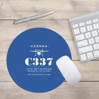 Thumbnail for Cessna 337G Skymaster - Heritage - Round Mouse Pad - Blue