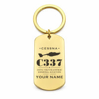 Thumbnail for Cessna 337G Skymaster - Key Chain - Heritage + Name - Gold