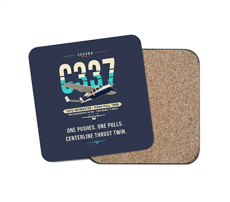 Cessna 337G Skymaster - Original - Coaster - Navy Blue