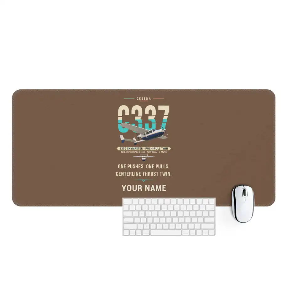 Cessna 337G Skymaster - Original + Name - Desk Mat - Brown