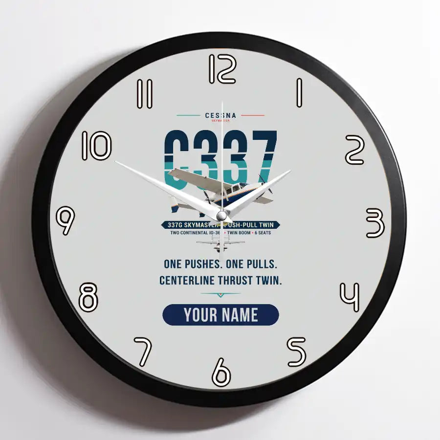 Cessna 337G Skymaster - Original + Name - Framed - Light Gray