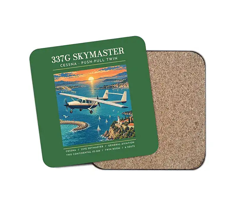 Cessna 337G Skymaster - Poster - Coaster - Green
