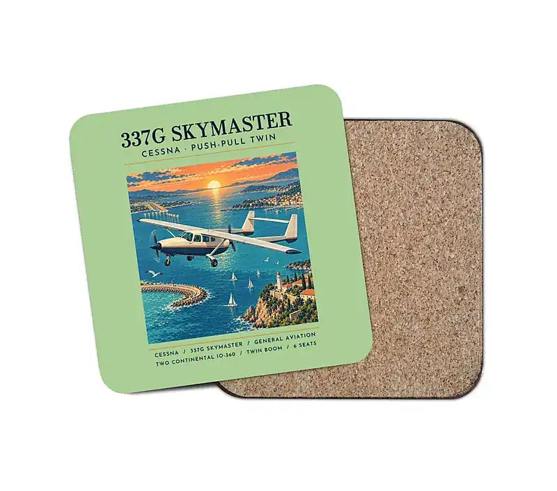 Cessna 337G Skymaster - Poster - Coaster - Light Green
