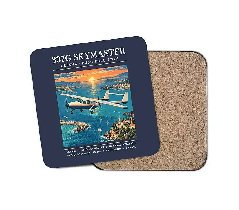 Cessna 337G Skymaster - Poster - Coaster - Navy Blue
