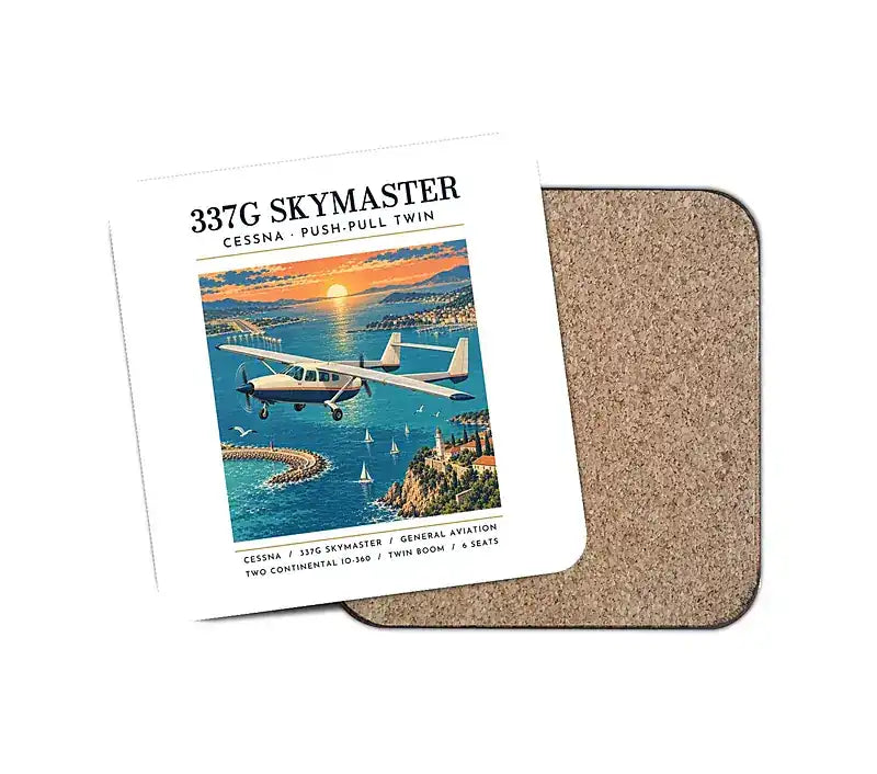Cessna 337G Skymaster - Poster - Coaster - White