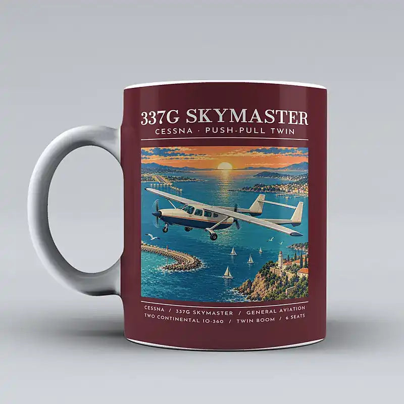 Cessna 337G Skymaster - Poster - Mug - Dark Red