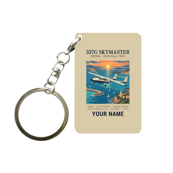 Cessna 337G Skymaster - Poster + Name - Key Chain - Beige