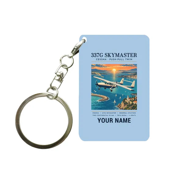 Cessna 337G Skymaster - Poster + Name - Key Chain - Light Blue