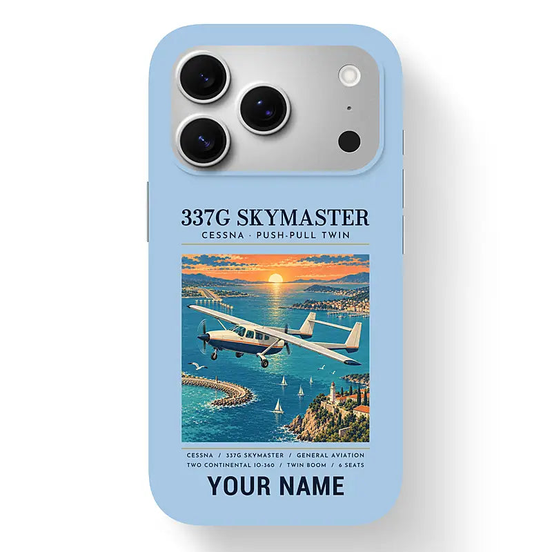 Cessna 337G Skymaster - Poster + Name - MagSafe iPhone 17 Pro - Light Blue