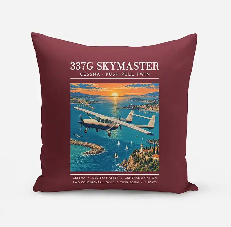 Cessna 337G Skymaster - Poster - Pillow - Dark Red