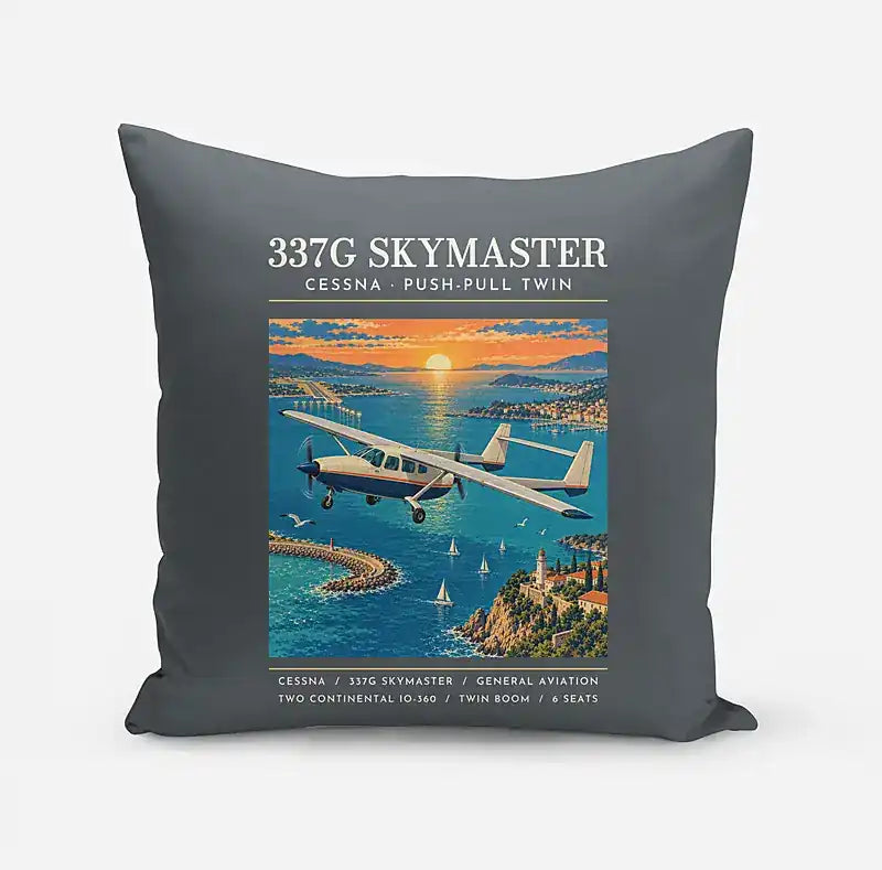 Cessna 337G Skymaster - Poster - Pillow - Gray