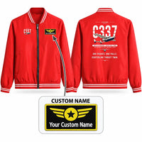 Thumbnail for Cessna 337G Skymaster Stylish Jackets - Baseball Collar - Original + Name - Red