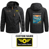 Thumbnail for Cessna 337G Skymaster Stylish Jackets - Hooded Windbreaker - Poster + Name - Black