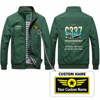 Thumbnail for Cessna 337G Skymaster Stylish Jackets - Stand Collar - Original + Name - Green