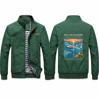 Thumbnail for Cessna 337G Skymaster Stylish Jackets - Stand Collar - Poster - Green