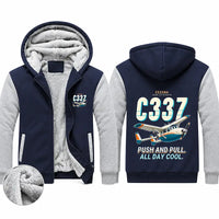 Thumbnail for Cessna 337G Skymaster Zipped Sweatshirts - Cartoon - Navy & Gray