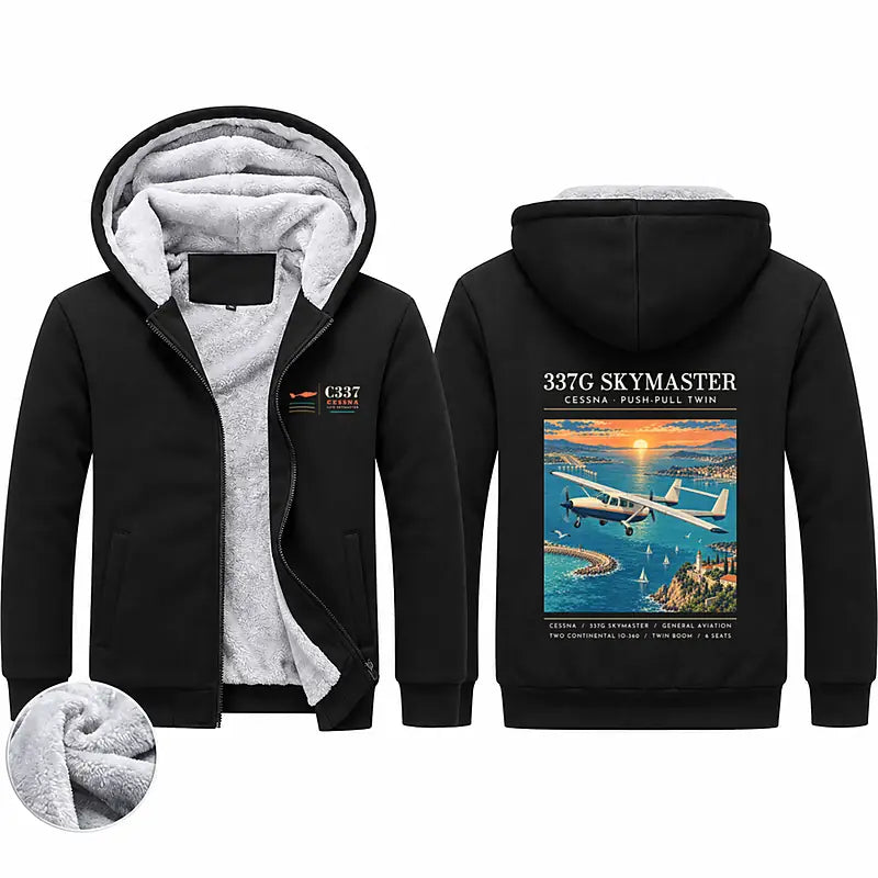 Cessna 337G Skymaster Zipped Sweatshirts - Poster - Black