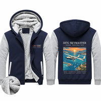 Thumbnail for Cessna 337G Skymaster Zipped Sweatshirts - Poster - Navy & Gray