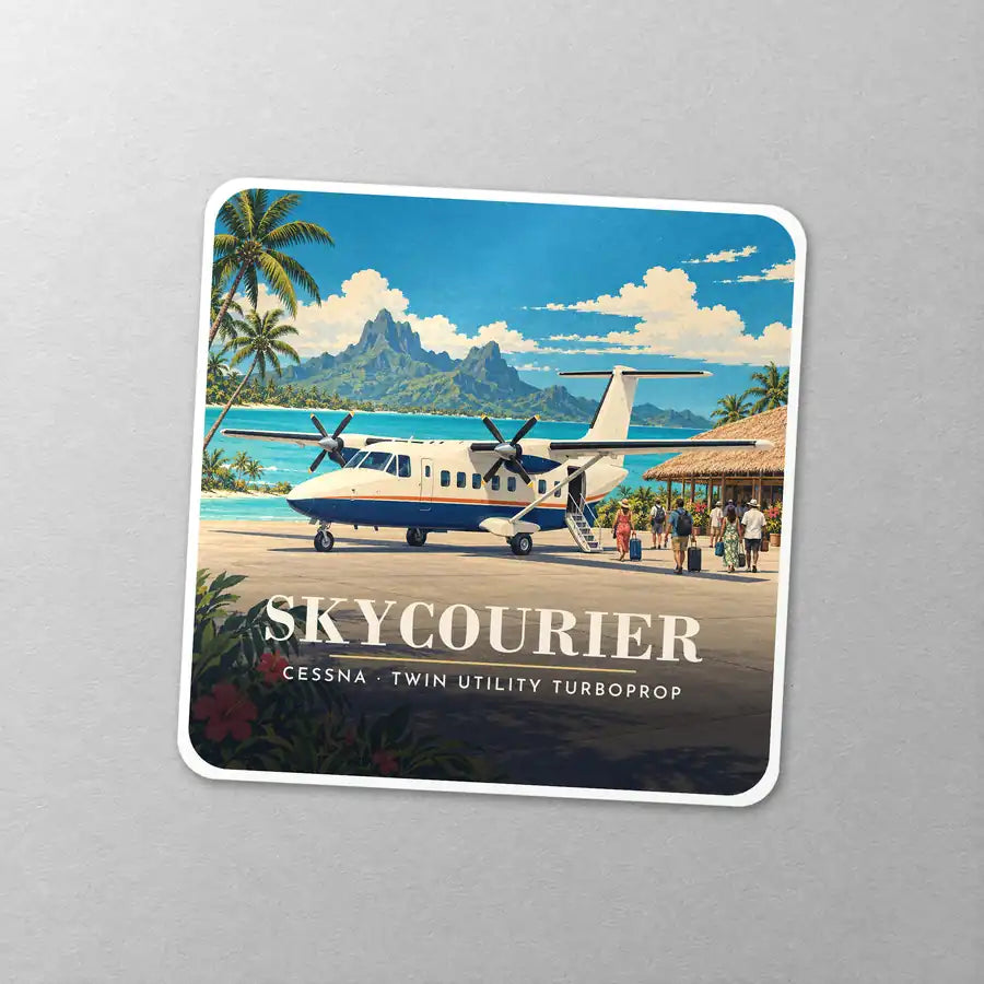 Cessna 408 SkyCourier - 3D - Square Sticker - Close-up