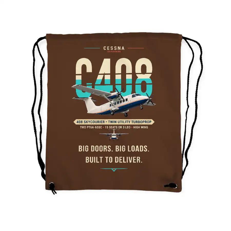 Cessna 408 SkyCourier - Drawstring Bag - Original - Brown