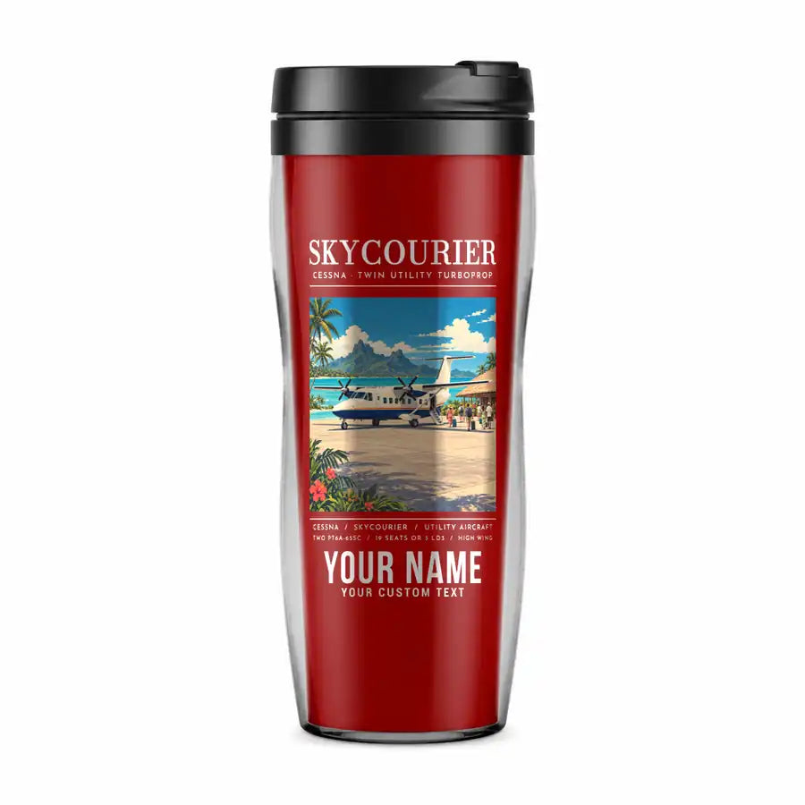Cessna 408 SkyCourier - Poster + Name - Plastic (No Holder) - Red