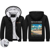 Thumbnail for Cessna 408 SkyCourier Zipped Sweatshirts - Poster - Black