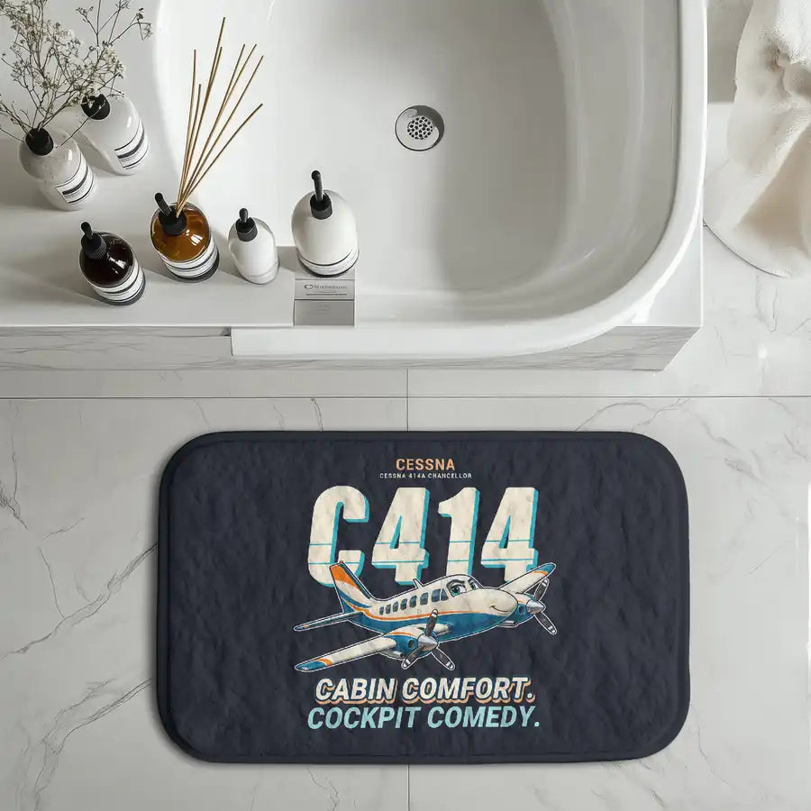 Cessna 414A Chancellor - Cartoon - Bath Mat