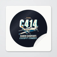 Thumbnail for Cessna 414A Chancellor - Cartoon - Circle Sticker - Peel