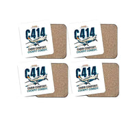 Thumbnail for Cessna 414A Chancellor - Cartoon - Coaster Set - White