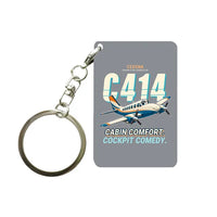 Thumbnail for Cessna 414A Chancellor - Cartoon - Key Chain - Gray