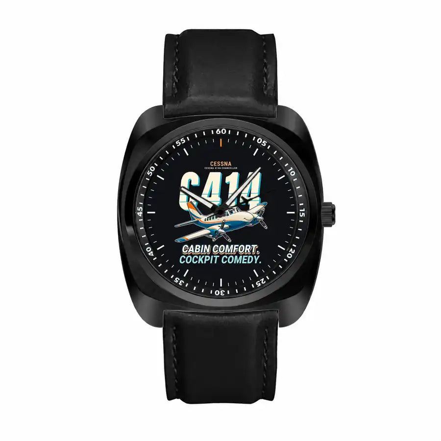 Cessna 414A Chancellor - Cartoon - Luxury Cushion - Black and Black Strap