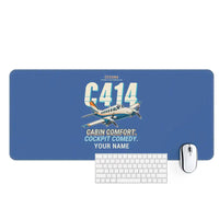 Thumbnail for Cessna 414A Chancellor - Cartoon + Name - Desk Mat - Blue