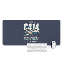 Thumbnail for Cessna 414A Chancellor - Cartoon + Name - Desk Mat - Navy Blue