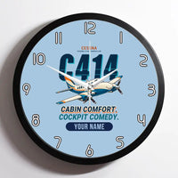 Thumbnail for Cessna 414A Chancellor - Cartoon + Name - Framed - Light Blue
