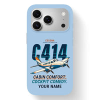 Thumbnail for Cessna 414A Chancellor - Cartoon + Name - MagSafe iPhone 17 Pro - Light Blue