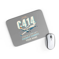 Thumbnail for Cessna 414A Chancellor - Cartoon + Name - Mouse Pad - Gray