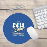 Thumbnail for Cessna 414A Chancellor - Cartoon - Round Mouse Pad - Blue