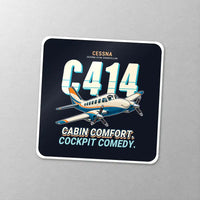 Thumbnail for Cessna 414A Chancellor - Cartoon - Square Sticker - Close-up